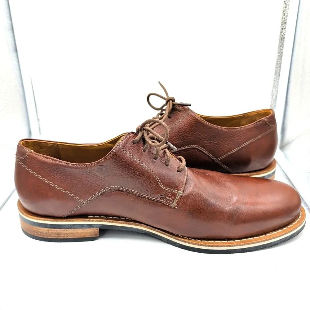 HELM DERBY‎ Leather Dress Shoes The Evans Whiskey Brown Men's Sz 13 EUC